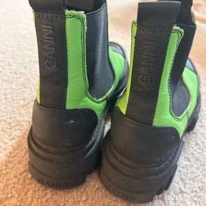 Ganni green and black leather ankle boots